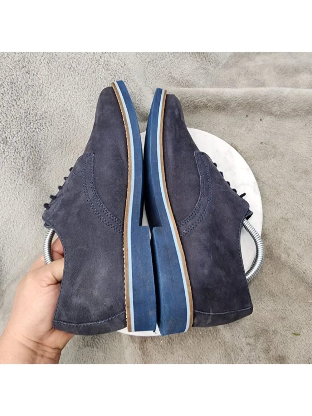 Bar III Shoes Mens Size 10.5 Blue Nubuck Leather Lace Up Oxfords *Read*